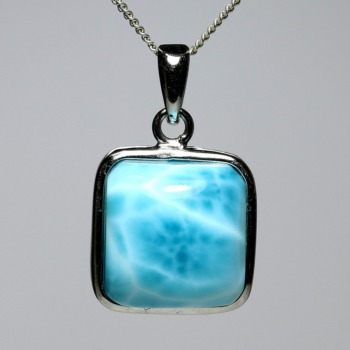 [高品質++]ラリマーペンダントトップ/ブルーペクトライト（シルバー925/スクエア/国内加工・ほぼトップ品質！）(LRMR-PT013IS)