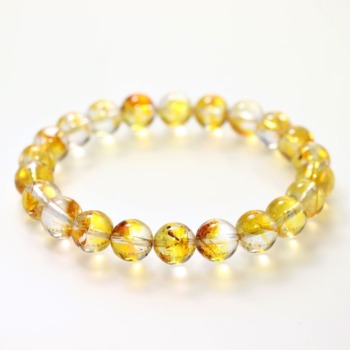 [レア品・トップクォリティ]ライモナイトイントパーズブレスレット/ゴールデントパーズ（約8.5mm玉）(LTPZ-BR0851IS)