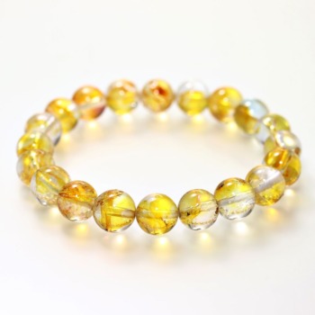[レア品・トップクォリティ]ライモナイトイントパーズブレスレット/ゴールデントパーズ（約9.5mm玉）(LTPZ-BR0951IS)