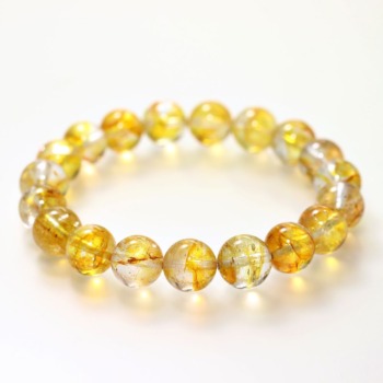 [レア品・トップクォリティ]ライモナイトイントパーズブレスレット/ゴールデントパーズ（約10mm玉）(LTPZ-BR1002IS)
