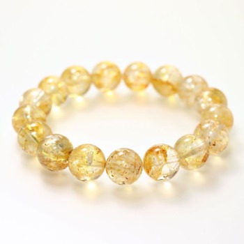[レア品・高品質+]ライモナイトイントパーズブレスレット/ゴールデントパーズ（約12.5mm玉）(LTPZ-BR1251IS)