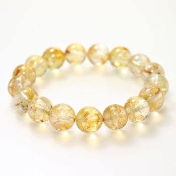 [レア品・高品質++]ライモナイトイントパーズブレスレット/ゴールデントパーズ（約12.5mm玉）(LTPZ-BR1252IS)