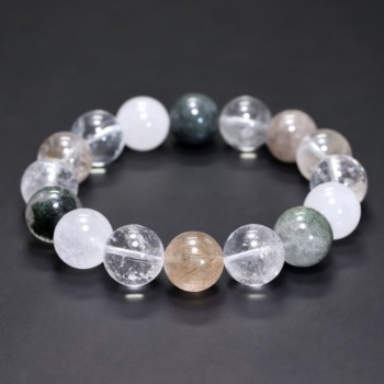 [特別価格/3A]インド/マニハール産ヒマラヤ水晶ブレスレット（約13mm玉・特選ミックスタイプ）(MHMH-BR01302IS)
