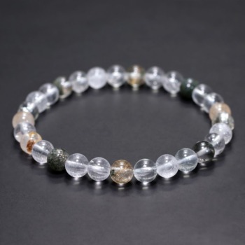 [特別価格/3A]インド/マニハール産ヒマラヤ水晶ブレスレット（約6.5mm玉・特選ミックスタイプ）(MHMH-BR0652IS)