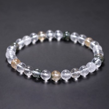 [特別価格/3A+]インド/マニハール産ヒマラヤ水晶ブレスレット（約6.5mm玉・特選ミックスタイプ）(MHMH-BR0654IS)