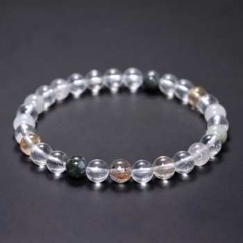 [特別価格/3A+]インド/マニハール産ヒマラヤ水晶ブレスレット（約6.5mm玉・特選ミックスタイプ）(MHMH-BR0655IS)