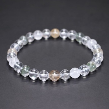 [特別価格/3A]インド/マニハール産ヒマラヤ水晶ブレスレット（約7.5mm玉・特選ミックスタイプ）(MHMH-BR0751IS)
