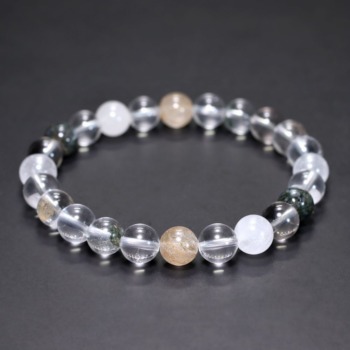 [3A++]インド/マニハール産ヒマラヤ水晶ブレスレット（約8mm玉・特選ミックスタイプ）(MHMH-BR0804IS)