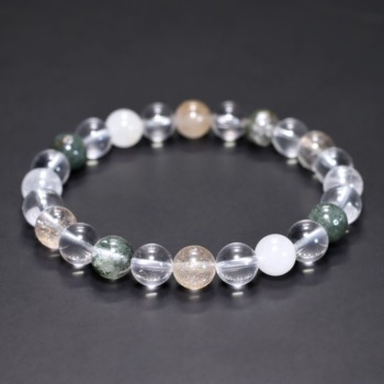 [3A++]インド/マニハール産ヒマラヤ水晶ブレスレット（約8mm玉・特選ミックスタイプ）(MHMH-BR0805IS)