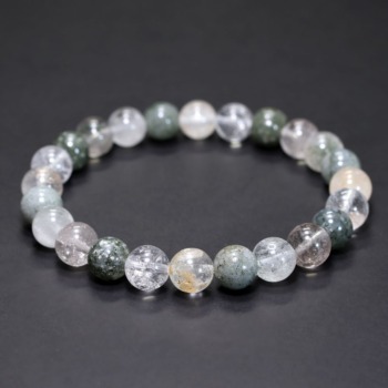 [特別価格/AA]インド/マニハール産ヒマラヤ水晶ブレスレット（約8.5mm玉・特選ミックスタイプ）(MHMH-BR0851IS)