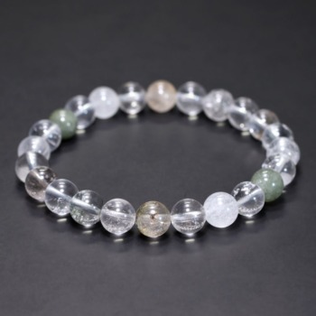 [特別価格/3A]インド/マニハール産ヒマラヤ水晶ブレスレット（約8.5mm玉・特選ミックスタイプ）(MHMH-BR0852IS)