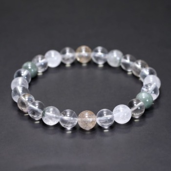 [特別価格/3A]インド/マニハール産ヒマラヤ水晶ブレスレット（約8.5mm玉・特選ミックスタイプ）(MHMH-BR0854IS)