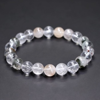 [特別価格/AA]インド/マニハール産ヒマラヤ水晶ブレスレット（約9.5mm玉・特選ミックスタイプ）(MHMH-BR0951IS)