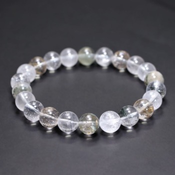 [特別価格/AA]インド/マニハール産ヒマラヤ水晶ブレスレット（約9.5mm玉・特選ミックスタイプ）(MHMH-BR0952IS)