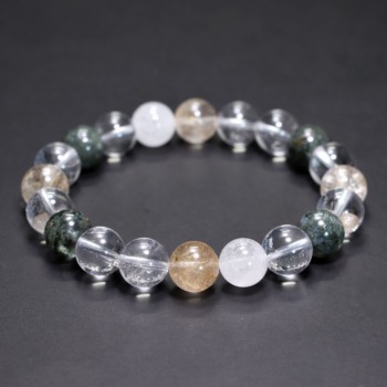 [高品質]インド/マニハール産ヒマラヤ水晶ブレスレット（約10.5mm玉・特選ミックスタイプ）(MHMH-BR1052IS)