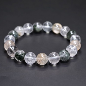 [特別価格/3A]インド/マニハール産ヒマラヤ水晶ブレスレット（約11mm玉・特選ミックスタイプ）(MHMH-BR1101IS)