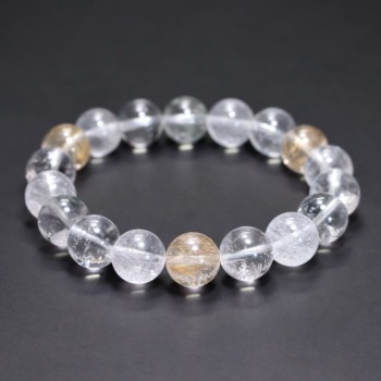 [特別価格/3A+]インド/マニハール産ヒマラヤ水晶ブレスレット（約11mm玉・特選ミックスタイプ）(MHMH-BR1102IS)