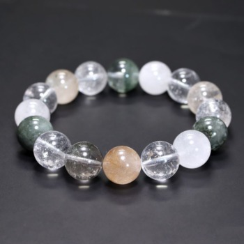 [特別価格/3A]インド/マニハール産ヒマラヤ水晶ブレスレット（約13mm玉・特選ミックスタイプ）(MHMH-BR1301IS)