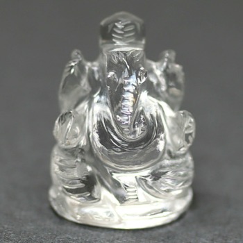 [高品質]インド/マニハール産ヒマラヤ水晶ガネーシャ像（高さ約2.3cm/ミニサイズ）(MHMS-GN2001IS)