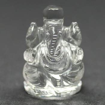 [高品質]インド/マニハール産ヒマラヤ水晶ガネーシャ像（高さ約2.5cm/ミニサイズ）(MHMS-GN2004IS)