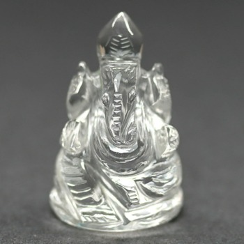 [高品質]インド/マニハール産ヒマラヤ水晶ガネーシャ像（高さ約2.9cm/ミニサイズ）(MHMS-GN2006IS)