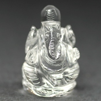 [高品質]インド/マニハール産ヒマラヤ水晶ガネーシャ像（高さ約2.5cm/ミニサイズ）(MHMS-GN2018IS)