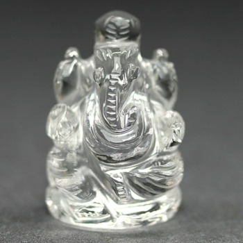 [高品質]インド/マニハール産ヒマラヤ水晶ガネーシャ像（高さ約2.8cm/ミニサイズ）(MHMS-GN2027IS)