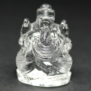 [高品質]インド/マニハール産ヒマラヤ水晶ガネーシャ像（高さ約3.2cm/ミニサイズ）(MHMS-GN3006IS)