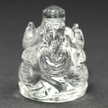 [高品質]インド/マニハール産ヒマラヤ水晶ガネーシャ像（高さ約2.9cm/ミニサイズ）(MHMS-GN3007IS)