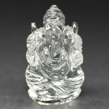 [高品質++]インド/マニハール産ヒマラヤ水晶ガネーシャ像（高さ約4.9cm/小さめサイズ）(MHQZ-GN0505IS)