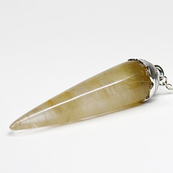 [高品質]ブラジル産ルチルクォーツペンデュラム（ラウンドタイプ/全長約7.0cm・チェーン長さ約16cm）(MLUT-PD4803IS)