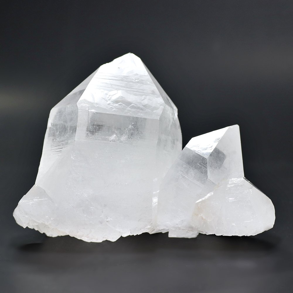 インド/マニカラン産ヒマラヤ水晶クラスター/原石（大型ポイントが密集＆底面セルフヒールド・特別価格）