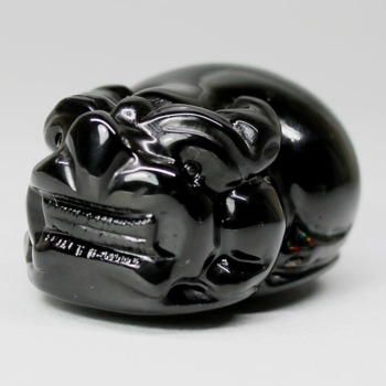 [中国/山東省産]モリオン彫刻/天然黒水晶（貔貅/ヒキュウ）(MOR-HK3803IS)