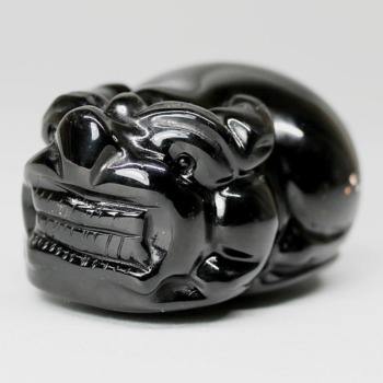 [中国/山東省産]モリオン彫刻/天然黒水晶（貔貅/ヒキュウ）(MOR-HK3804IS)