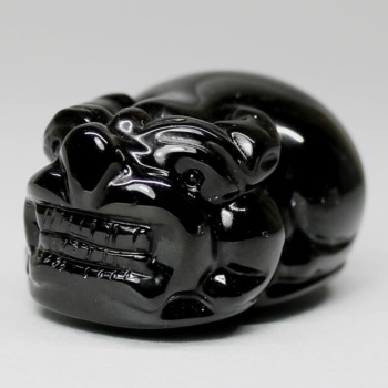 [中国/山東省産]モリオン彫刻/天然黒水晶（貔貅/ヒキュウ）(MOR-HK3805IS)