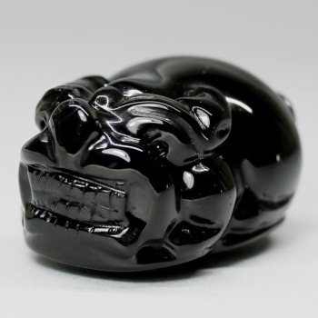 [中国/山東省産]モリオン彫刻/天然黒水晶（貔貅/ヒキュウ）(MOR-HK3806IS)