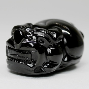 [中国/山東省産]モリオン彫刻/天然黒水晶（貔貅/ヒキュウ）(MOR-HK3809IS)