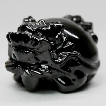 [中国/山東省産]モリオン彫刻/天然黒水晶（龍亀/ロングイ）(MOR-RN3803IS)