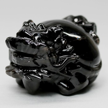 [中国/山東省産]モリオン彫刻/天然黒水晶（龍亀/ロングイ）(MOR-RN3806IS)