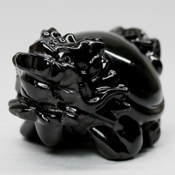 [中国/山東省産]モリオン彫刻/天然黒水晶（龍亀/ロングイ）(MOR-RN3807IS)