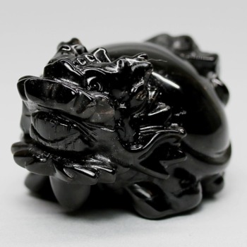 [中国/山東省産]モリオン彫刻/天然黒水晶（龍亀/ロングイ）(MOR-RN3808IS)