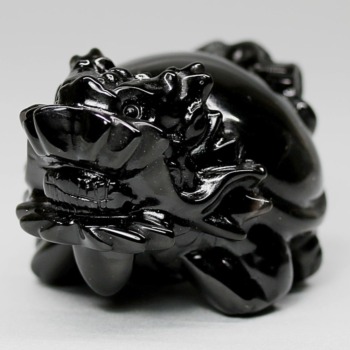 [中国/山東省産]モリオン彫刻/天然黒水晶（龍亀/ロングイ）(MOR-RN3810IS)