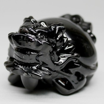 [中国/山東省産]モリオン彫刻/天然黒水晶（龍亀/ロングイ）(MOR-RN3811IS)