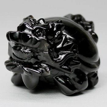 [中国/山東省産]モリオン彫刻/天然黒水晶（龍亀/ロングイ）(MOR-RN3812IS)