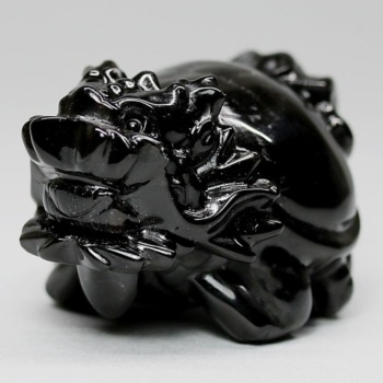 [中国/山東省産]モリオン彫刻/天然黒水晶（龍亀/ロングイ）(MOR-RN3813IS)