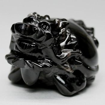 [中国/山東省産]モリオン彫刻/天然黒水晶（龍亀/ロングイ）(MOR-RN3814IS)