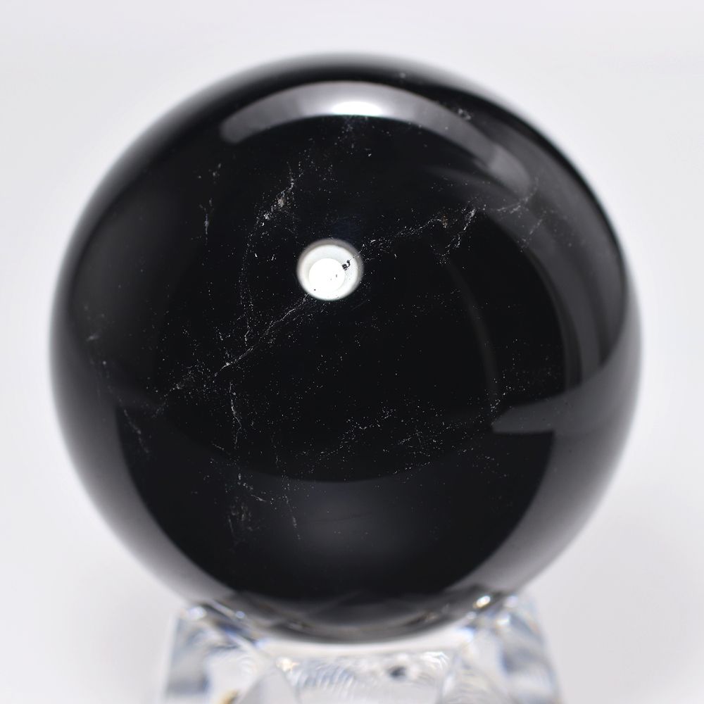 [山東省産]モリオン丸玉/天然黒水晶スフィア（直径52.7mm）