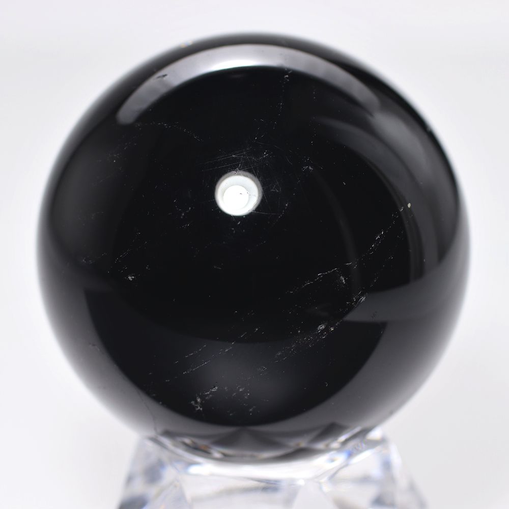 [山東省産]モリオン丸玉/天然黒水晶スフィア（直径53.5mm）