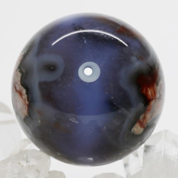 [天然無着色]インドネシア産パープルフラワー瑪瑙スフィア（丸玉直径約38.6mm）(PFAG-SP0778IS)