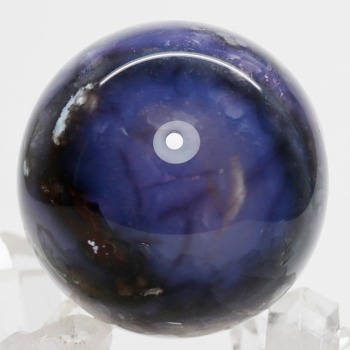 [天然無着色]インドネシア産パープルフラワー瑪瑙スフィア（丸玉直径約47.5mm）(PFAG-SP1379IS)